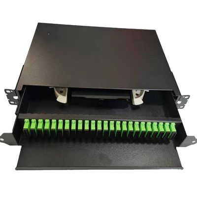 1U 19&quot; 24 Port SC Simplex/LC Duplex Fiber Optic Rack Mount Enclosure Fiber Patch Panel-Unload