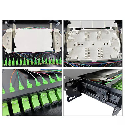 1U 19&quot; 24 Port SC Simplex/LC Duplex Fiber Optic Rack Mount Enclosure Fiber Patch Panel-Unload