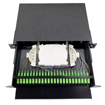 1U 19&quot; 24 Port SC Simplex/LC Duplex Fiber Optic Rack Mount Enclosure Fiber Patch Panel-Unload