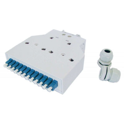 Abs Plastic Din Rail Mount Optical Fiber Terminal Box 12 Adapters Lc/Upc Simplex