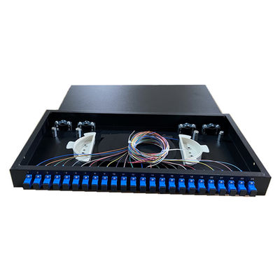 Fixed Rack Mount Fiber Optic Patch Panel 1U 19&quot; 24 Port ODF SC Simplex Adapter