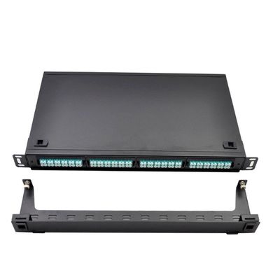 1U MTP Cassette Module 96F MPO To LC Patch Panel Rack Mount Black