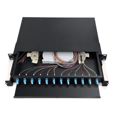 1U 12 Port Fiber Optic Patch Panel LC Duplex Optical Fiber Terminal Box