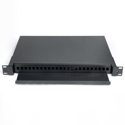 1U Fiber Patch Panel 24 Port Black Fiber Optic Termination Box Rack Mount