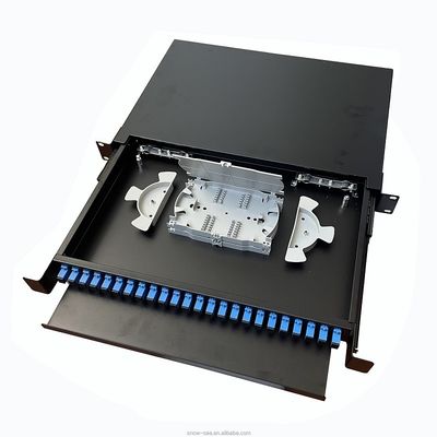 1U Fiber Patch Panel 24 Port Black Fiber Optic Termination Box Rack Mount