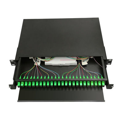 1U Fiber Patch Panel 24 Port Black Fiber Optic Termination Box Rack Mount