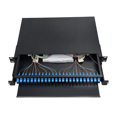 1U Fiber Patch Panel 24 Port Black Fiber Optic Termination Box Rack Mount