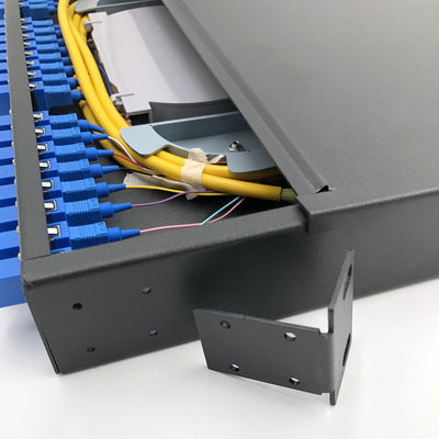 1U Rack Mount Patch Panel Fiber Optic 19&quot; 24 Core SC LC With Splice Trays
