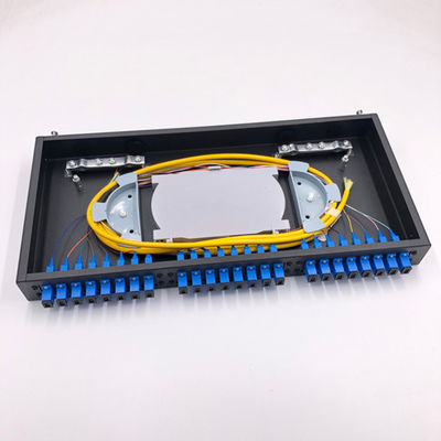 1U Rack Mount Patch Panel Fiber Optic 19&quot; 24 Core SC LC With Splice Trays