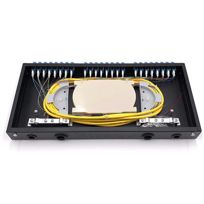 1U Rack Mount Patch Panel Fiber Optic 19&quot; 24 Core SC LC With Splice Trays