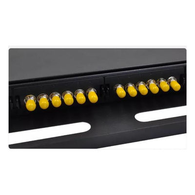 Black ODF Patch Panel Simplex 24F 24 Port ST Fiber Patch Panel Face Plate 6 Slot
