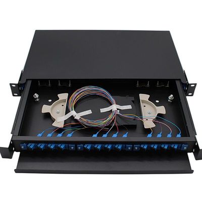 19&quot; 24 Port Fiber Optic Patch Panel Indoor Rack Mount 1U ODF 24 Core