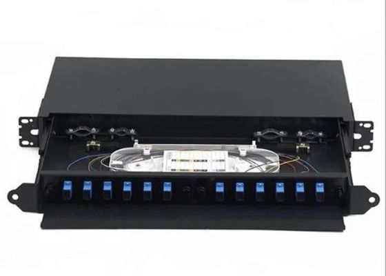 12 Core Fiber Optic Patch Panel FC Rack Mount ODF Pigtail Pull Out