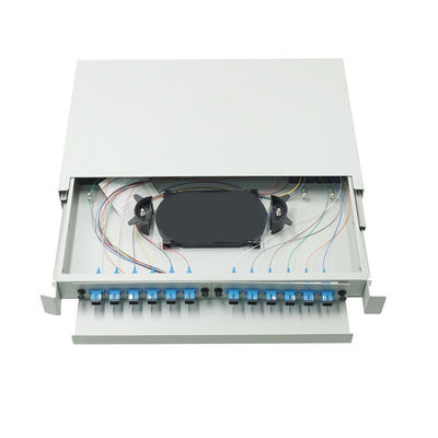ODF White Fiber Optic Patch Panel Slide 1U 12 Port Rack Mount Patch Panel