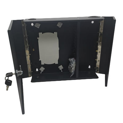 12/24/48cores 2door Black Optical Wall Mount Fiber Enclosure With Spools and Adapter Plates