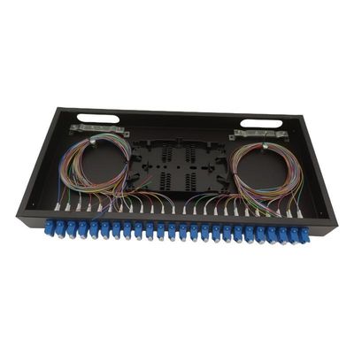 FTTH ODF Wall Mount 48 Fibers Fiber Optic Patch Panel With LC Duplex Coupler Pigtails