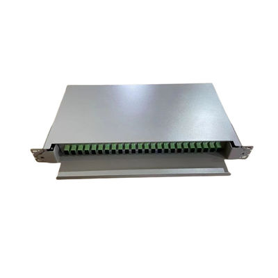 Black 24-48 Slding Type Rack Mount Fiber Optic Patch Panel For Network Cabling