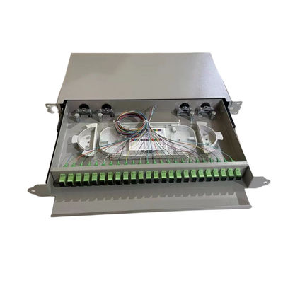 Black 24-48 Slding Type Rack Mount Fiber Optic Patch Panel For Network Cabling