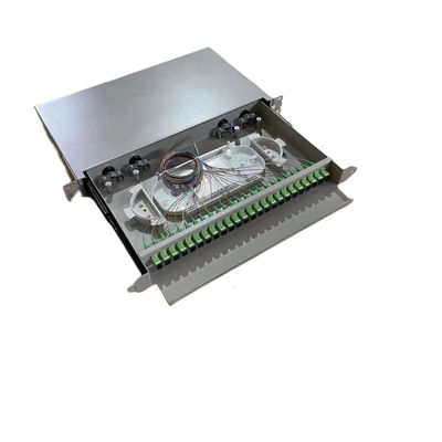 Black 24-48 Slding Type Rack Mount Fiber Optic Patch Panel For Network Cabling